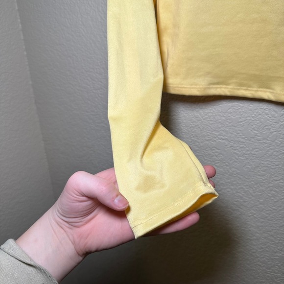 Sincerly Jules Womens M Cropped Long Sleeve Square Neck Bright Yellow Spring - Picture 2 of 5